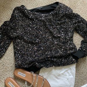 Lafayette 148 Scoop Neck Sequin Top